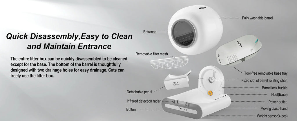 Smart Self-Cleaning Cat Litter Box – Wi-Fi Connected, Safe & Elegant