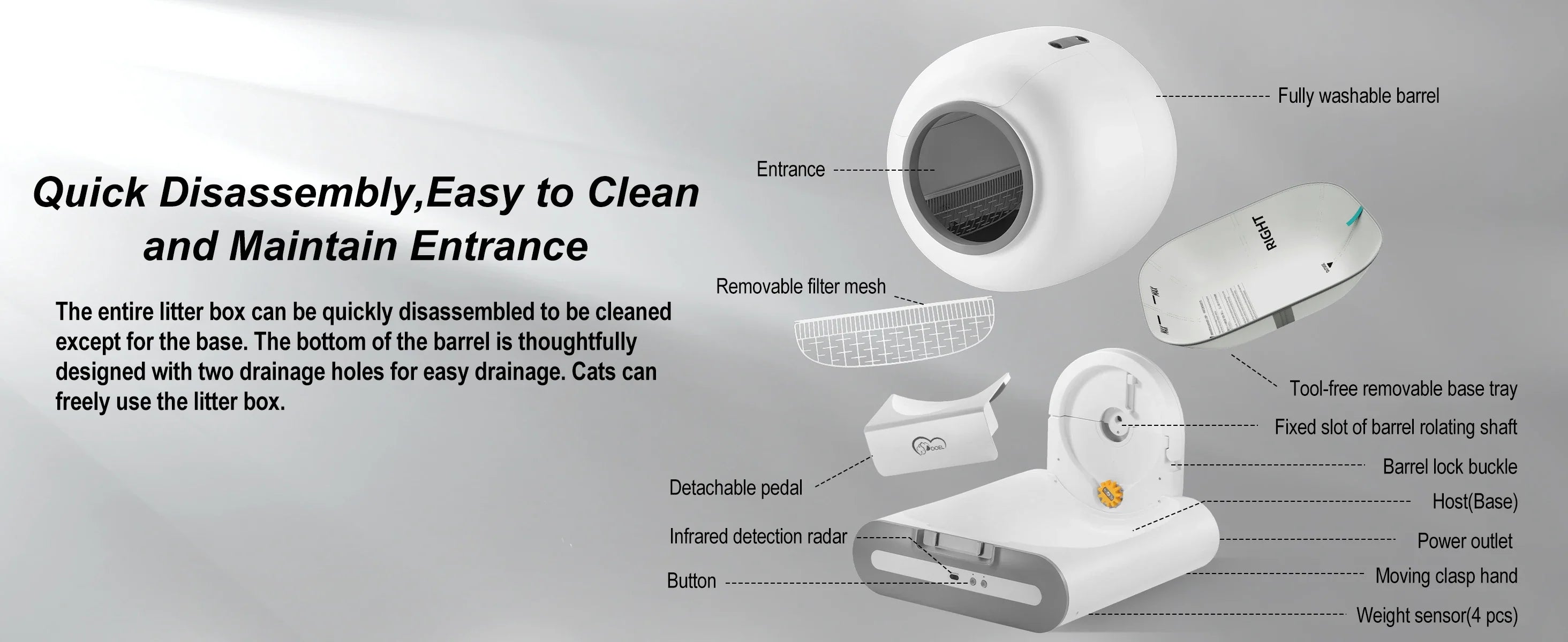 Smart Self-Cleaning Cat Litter Box – Wi-Fi Connected, Safe & Elegant