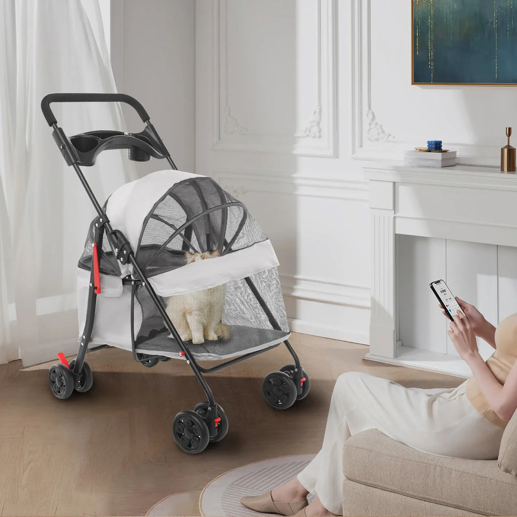 Foldable Lightweight Pet Cart For Small To Medium Dogs And Cats Outdoor Dog Walking Is Effortless