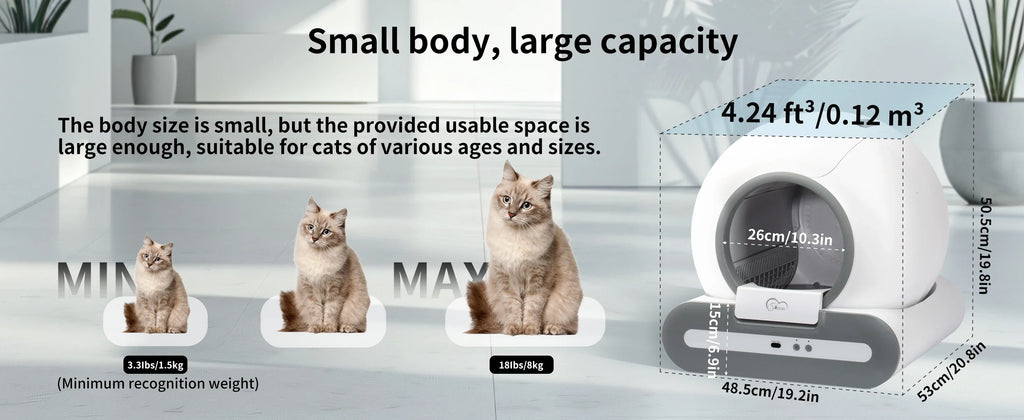 Smart Self-Cleaning Cat Litter Box – Wi-Fi Connected, Safe & Elegant