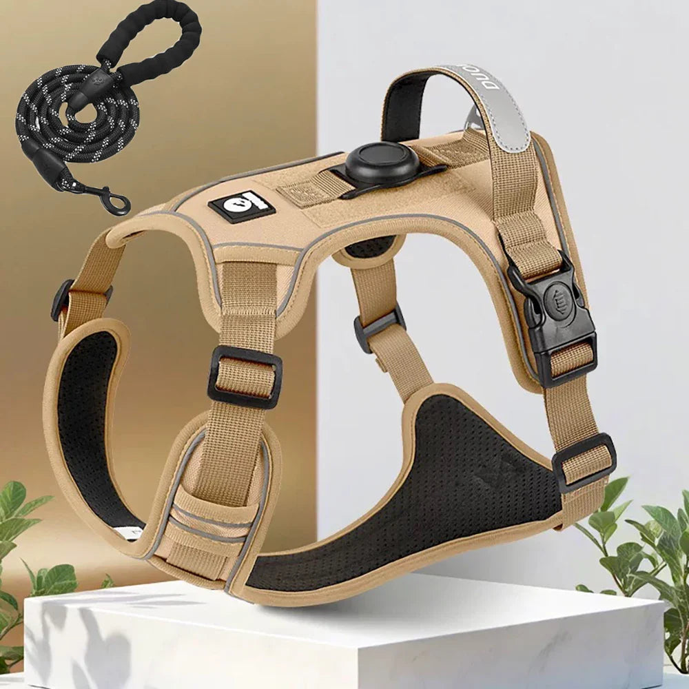 Dog Harness With AirTag Holder And Leash Set