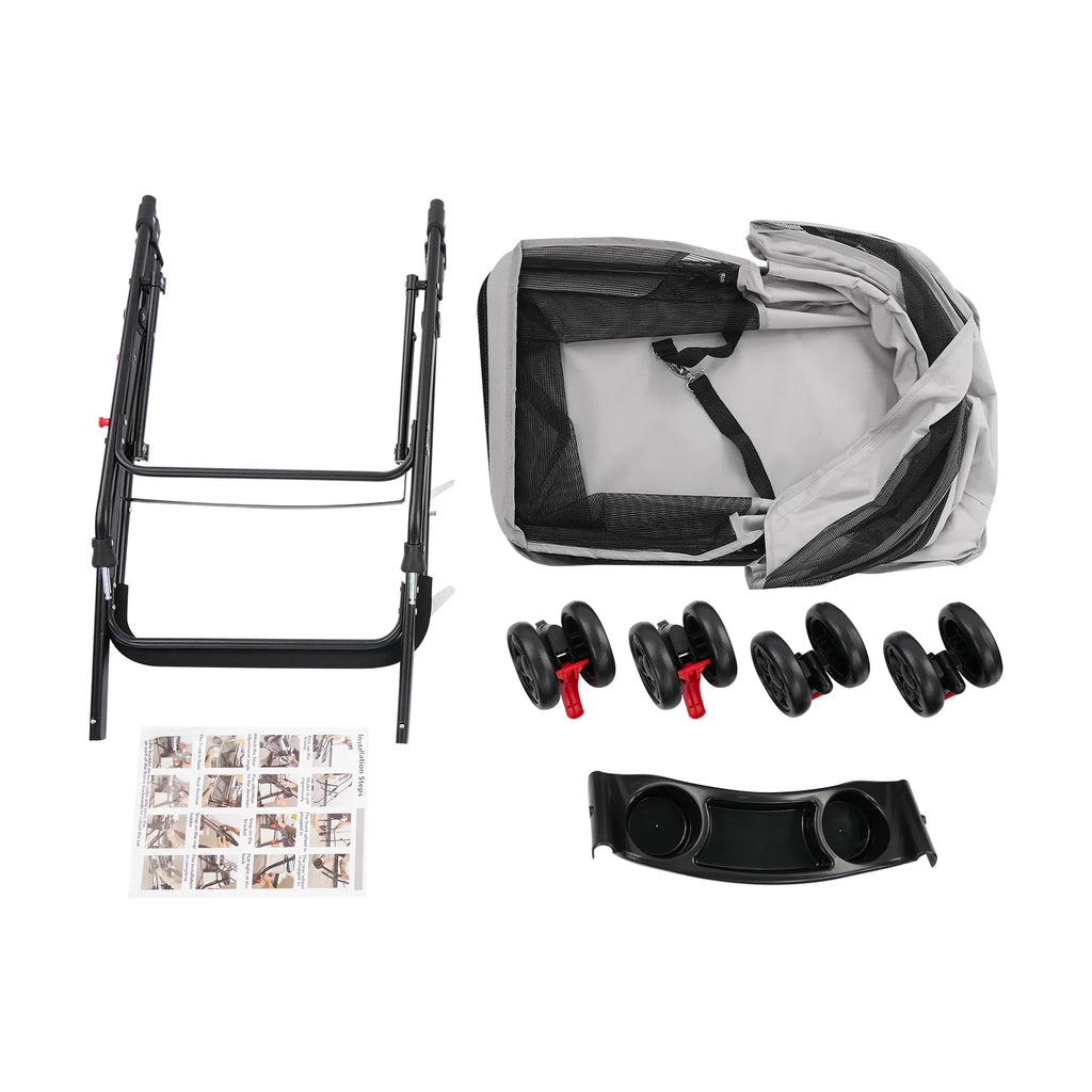 Foldable Lightweight Pet Cart For Small To Medium Dogs And Cats Outdoor Dog Walking Is Effortless