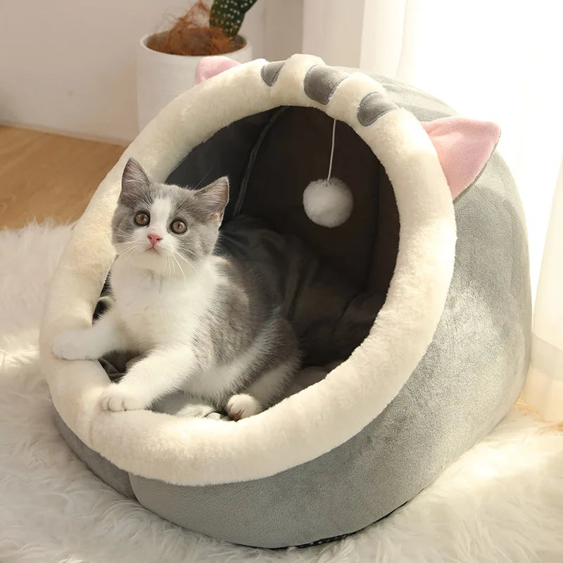 Deep Sleep Sanctuary – Foldable Cotton Cat Cave Bed