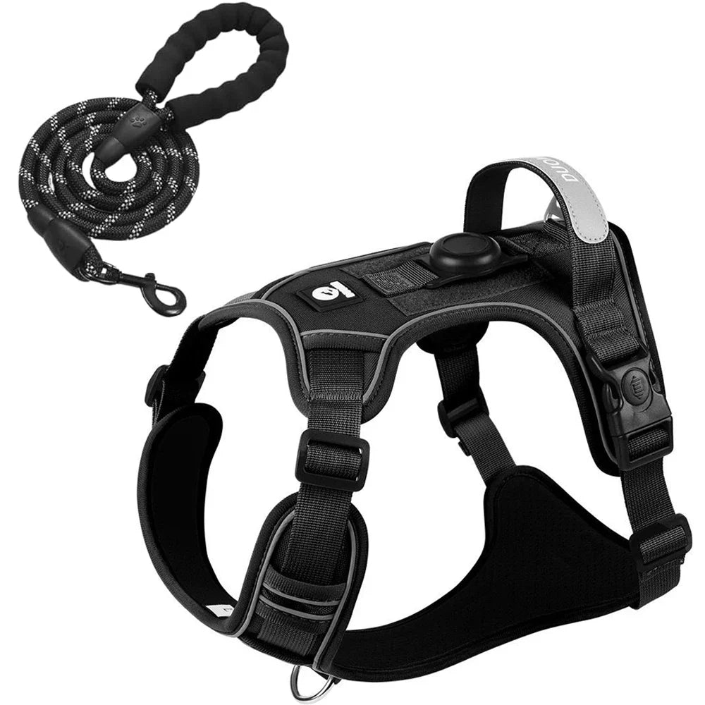 Dog Harness With AirTag Holder And Leash Set