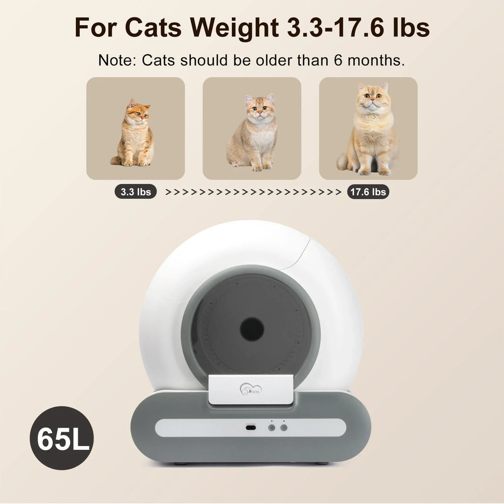 Smart Self-Cleaning Cat Litter Box – Wi-Fi Connected, Safe & Elegant