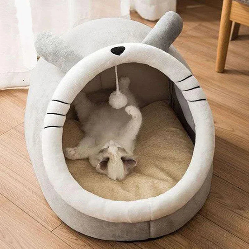 Deep Sleep Sanctuary – Foldable Cotton Cat Cave Bed