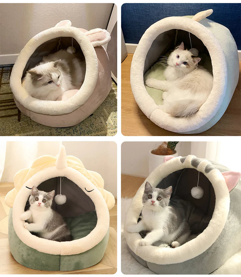 Deep Sleep Sanctuary – Foldable Cotton Cat Cave Bed