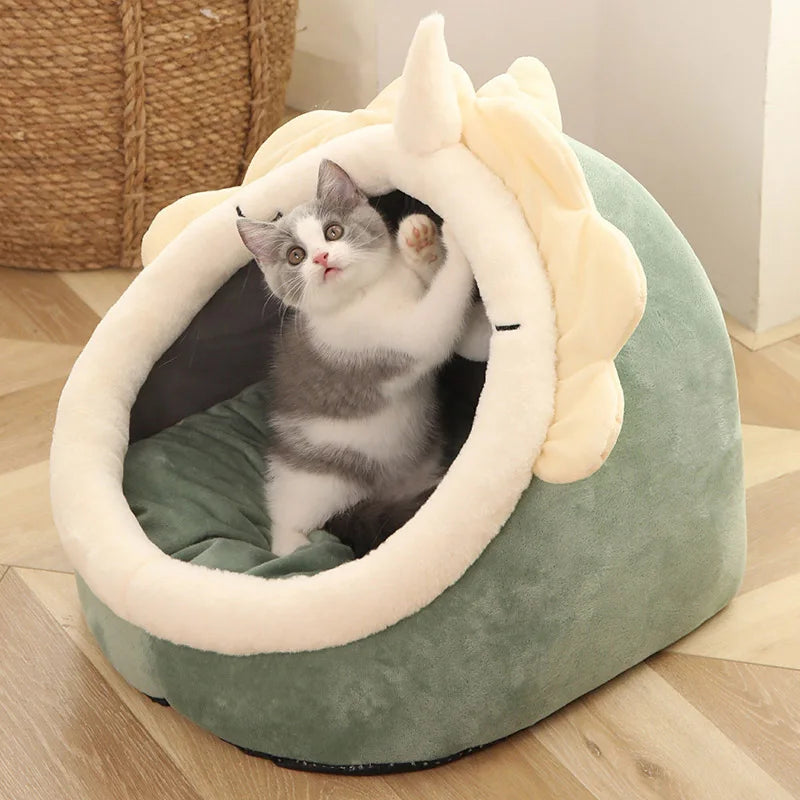 Deep Sleep Sanctuary – Foldable Cotton Cat Cave Bed